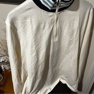 ZYIA White with Blue Striped Collar 1/4 Zip Shirt